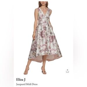 Eliza J Floral Jacquard Midi Dress - Pink and Cream
